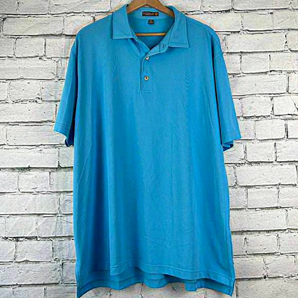 PETER MILLAR Polo Short Sleeve Blue Summer Comfort Casual Golf Shirt Men's Sz XL